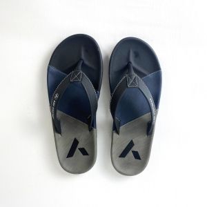 ARF Cappela Navy Grey Sandal Jepit Kulit Casual Distro Kekinian Pria Wanita
