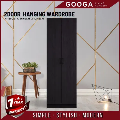 [READY STOCK] 180cm/H 2 Door Wardrobe/Cabinet With Hanging Bar/Almari 2 Pintu/ Almari Baju/ Almari Pakaian/Kabinet Baju/Almari Kayu