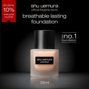 shu uemura unlimited fluid semi matte foundation 35ml with SPF 24 PA+++ for buildable coverage and 16 hour long lasting makeup