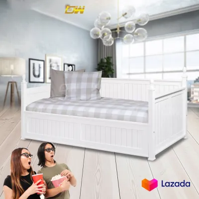 Single/Super Single Fully Solid Wood Day Bed Frame/ Wooden Day Bedframe / Wooden Day Bed / Adult Bedframe / Large Bed / Homestay Bed / Master Bedroom Bed / Katil Kayu