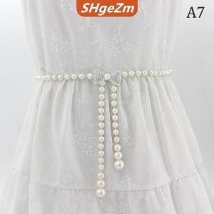 [COD] SHgeZm Ngọt ngào Bowknot DRESS ngọc trai eo chuỗi Rhinestone thắt lưng cho phụ nữ ngọc trai vành đai eo chuỗi vành đai cô gái cô dâu ăn mặc phụ kiện đám cưới