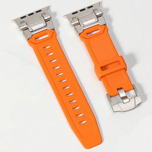 Strap for Apple Watch Ultra 2/1 49mm Rugged Silicone Band with Metal Connector for iWatch Series 9 8 7 6 5 4 3 2 1 Series SE 2rd Gen/SE 26mm Width Masculine Apple Watch Strap