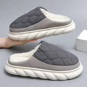Comwarm New Winter Men Slippers Warm Home Cotton Shoes Indoor Thick Soled Non-slip Plush Slippers Bedroom Fur Slippers Plus Size