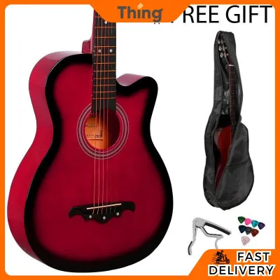 Warbase Acoustic Guitar 38 Inch With Guitar Bag Capo Clamp and Pick - 7209