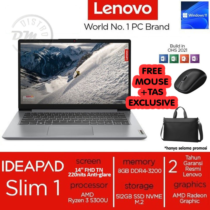 Laptop Lenovo Ideapad Slim Ryzen 5300U 512GB SSD 8GB W11+OHS