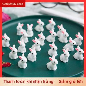 CS 10pcs dễ thương Mini nhựa bunnies thu nhỏ con số 3D nhỏ màu trắng thỏ Trang trí micro cảnh quan Dollhouse trang trí thủ công tự làm