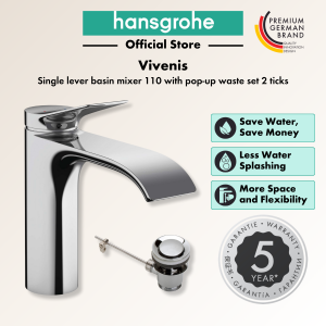 hansgrohe basin mixer Vivenis - bathroom sink tap with spout height 110mm and pop-up waste set EcoSmart 2 ticks