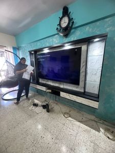 (FREE INSTALLATION) IJ FURNI 8ft Hanging Tv Cabinet Wall Mounted Tv Cabinet Hall Cabinet Hanging Tv Cabinet Living Room Furniture Max 75" Tv