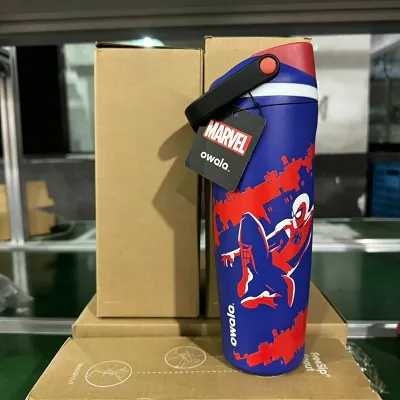 Owala spiderman kids water bottle limited edition Marvel superhero stainless steel leak-proof drinking straw cup suitable for both men and women for students or sports use travel companion cup