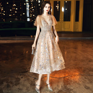 Evening Dress for Women Glitter 2024 Starry Sky Champagne Banquet Princess Hosts Wedding Birthday Graduation Womens Prom Gown