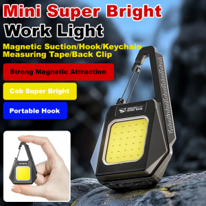 JMY Mini Magnetic Rechargeable Work Light for Outdoor Emergency and Car Repair Ultra Bright Strong Magnet Portable with Hook for Indoor/Outdoor Activities