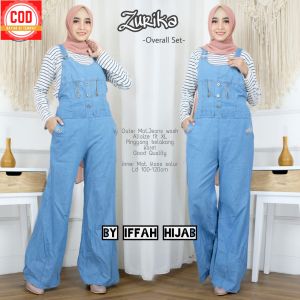 Overall Jeans - Overall Kulot Celana Kodok Lepis Wanita - Baju Jumpusit Palazzo - Marina Kulot Jeans Rit Shop