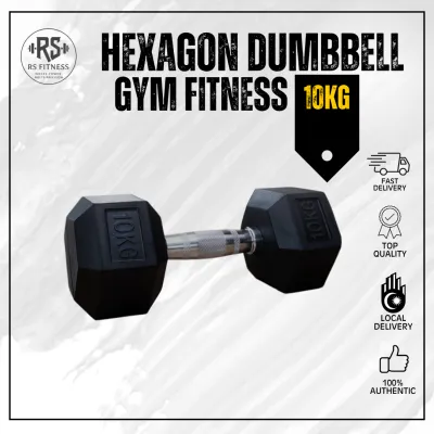 Hexagon Dumbbell 10KG Gym fitness dumbbell weight lifting Angkat berat Indoor muscle training