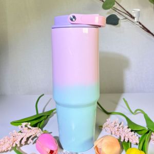 แก้วเก็บความเย็น Tumbler ไล่สี พาสเทล สุดคิ้วท์ มาพร้อมหลอด และหูหิ้ว เข้ากับสีแก้วสุดๆ ขนาด 900 ml พร้อมส่ง