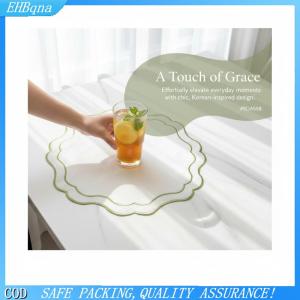 COD Thêu hoa hình dạng placemat bền polyester bông khăn ăn Pad cho bàn ăn Cà Phê Bảo vệ máy