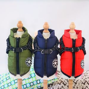 Dog Clothes Chest and Back Integrated Cotton Vest Pet Cotton Coat Winter Coat with Thickened Feet
