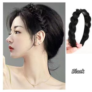 [YAN K] Korean Wide-brimmed Wig Braid Headband Fishbone Twist  Hairband Headwear for Women Girls Headband Wig