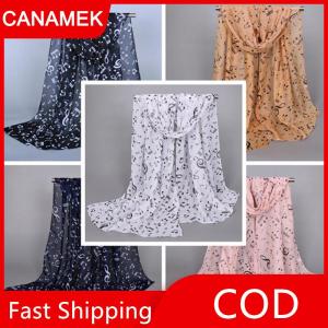 【CANAMEK】 Khăn quàng cổ thời trang nữ Khăn quàng cổ vô cực bằng voan mềm in nốt nhạc cho nữ mới