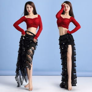 Belly dance clothing womens new practice dance clothes sequined tassel skirt dance suit