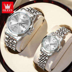 OLEVS Couple Watch Perfume Waterproof Original Stainless Steel Quartz Gold Wristwatch Anniversary Gift