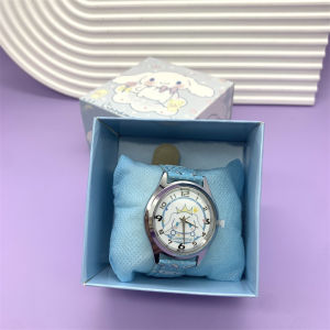 Sanrio Anime Cartoon Kid Watch Hello Kitty Cinnamoroll Kawaii Girl Quartz Pointer Watch Gift Box Set