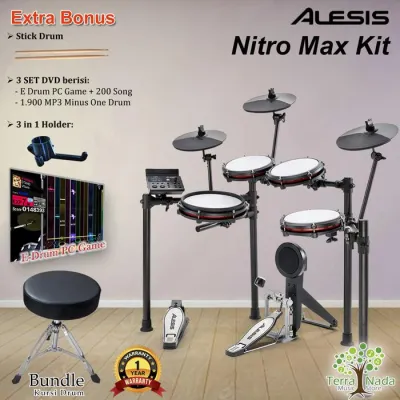 Drum Elektrik Alesis NITRO MAX KIT BUNDLE KURSI Electric Drum Set Original - Black