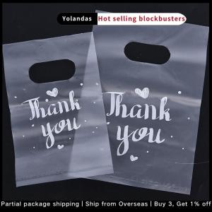 [Yolandas] 100Pcs Mini Thank you Plastic Gift Bags Wedding Candy Bags Shopping Carrier Bags
