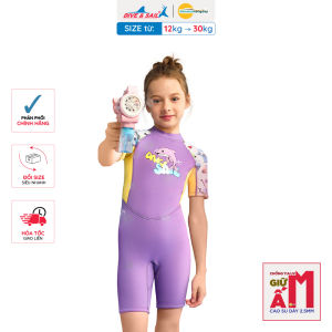 Đồ bơi giữ nhiệt bé gái Dive&Sail size 12-30kg chất liệu cao su dày 2.5mm giữ ấm ngăn tia UV