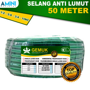AMINI Selang Air 50 Meter 1/2 5/8 3/4 Inch Selang Hijau Selang Air Benang Anti Lumut Elastis Selang Air Cuci Motor Cuci Mobil Siram Tanaman Selang Kebun