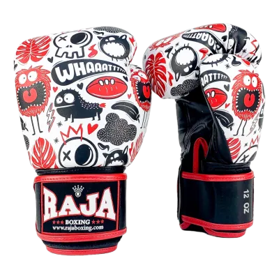 นวมมวยไทยลาย นวมแฟนซี นวมชกมวย สกรีนพิเศษ สวยๆ ลายมินิมอล ลายไวรัส RAJA BOXING Fancy Gloves Muay Thai