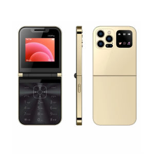 i15 Pro 2G Network Mini Flip Phone Dual SIM Card GSM Electric Torch FM Radio 3.5mm 2.4 Inch Screen Foldable Mobile Phones Type-C