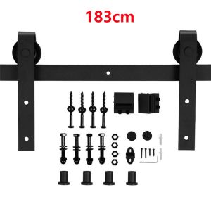 2.44/1.83M Rel Pintu Geser Sleding Barn Door Pintu Geser Industrial / Set barn door untuk Rel Geser Pintu Kayu Gudang lebar pintu / Rel Pintu Geser Door Track sliding door Hardware Rel Pintu Sleding untuk ukuran pintu