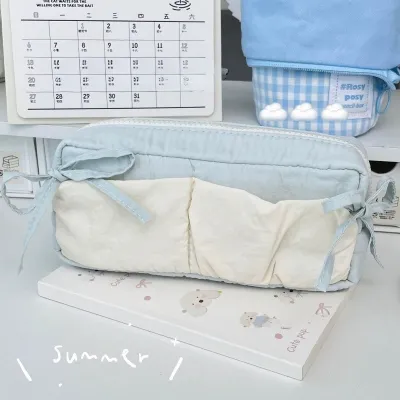 Tempat Pensil Pita Kotak Pensil Aesthetic Tas Pena Pita Kupu-kupu Lucu Kapasitas Besar Tas Stationery Sekolah