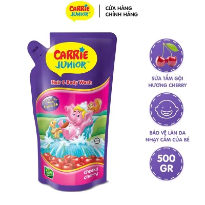 HCM] Sữa tắm gội cho bé Carrie Junior 500g hương Cherry được chiết xuất từ trái cây Fruito- E độc đáo hương Cherry ngọt ngào giàu Vitamin và dưỡng chất giúp nuôi dưỡng và bảo vệ làn da Cửa hàng Mai Hà