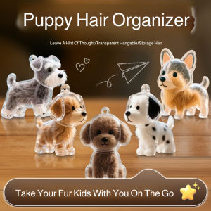Dog Cat Pendant Puppy Cute Keychain Organizer Transparent Pet Hair Storage Case