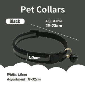 Pet Reflective Collar Adjustable Size Collar Cat Dog Collar Safety Buckle Bell Neck Strap