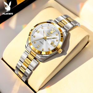 PLAYBOY watch for women elegant diamond small dial calendar luminous waterproof 100% original gift for girlfriend