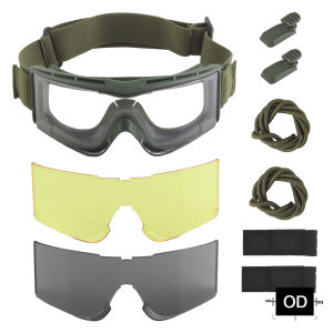 SINAIRSOFT W810 Tactical Goggles Set Outdoor UV Resistant Filter Three Color Lens Helmet Rail Accessories