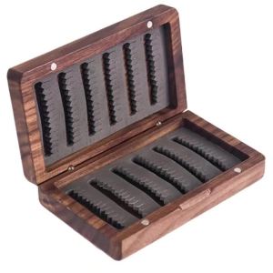 btnx Black Walnut Wood Fly Fishing Fly Lure Storage 3H4K8