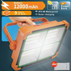 Lampu Luar Ruangan Pengisian Tenaga Surya 300W Lampu LED Portabel Multifungsi Super Terang tahan Air Isi Ulang USB Benih