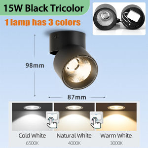 Led Downlight Pin Light Tricolor Foldable Spotlight 7/10/15/40W Surface Mounted Downlight Ceiling Lamp for Living Room Bedroom Corridor Lighting Interior Decor Lamp