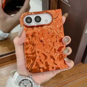 Case For iPhone Duo Fold Case Acrylic Electroplating Wrinkled pattern Protective Back Cover For iPhone Fold Phone Shell Funda