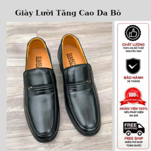 Giày Lười Tăng Cao 7 Cm Nam Da Bò Cao Cấp Đế Cao Su Mềm Êm ChânGiày Lười Nam Trung Niên (BH 1 Năm)