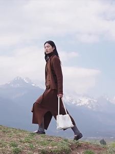 [ Quà tặng Qixi ]BAMPO Túi đeo chéo kẹp nách da bò lớp đầu cỡ nhỏ Bán Pha Như Nguyện hình túi rác