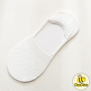 MaxPlus Lace Breathable Womens Invisible Non-Slip Boat Socks Ice Silk Cotton Soles Boat Socks