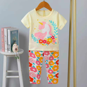 Premium Quality Pajama Set Terno for Kids Girl 6 months to 9 years old Korean Style Pajama Terno Set for Baby Shortsleeve T-shirt and Pajama Set for Kids