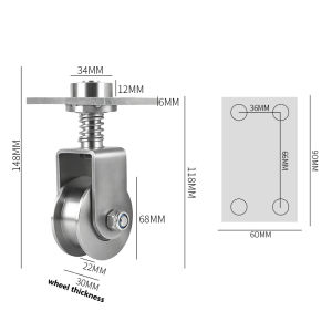 U Type Swivel Pulley Spring Heavy Duty 304 Stainless Steel Pulley Roller Super-Silent Detachable 360 Degree Traction Wheel For Sliding Door
