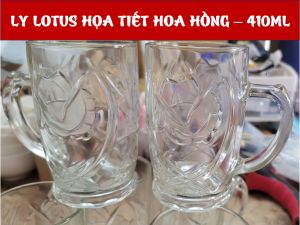 BỘ 6 LY THỦY TINH LOTUS HỌA TIẾT HOA HỒNG 410ML