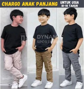 PROMO 4 PCS Celana Chinos Panjang Usia 5 - 13 Tahun Celana Panjang Anak laki laki Slimfit Cargo kompol tebal