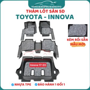 Thảm sàn nhựa 5D SẴN RỐI Tràn Viền - HH Xe TOYOTA - INNOVA đời 2017 - 2022 NHỰA TPE không mùi chuẩn khít form xe
